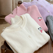 卡通小熊刺绣 女士羊毛爱心扣开衫 毛衣长袖 无补 秋冬款