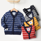 校服春装 男女童条纹针织外套长袖 儿童纯棉开衫 特