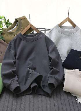 85232 儿童圆领卫衣 男童女童百搭纯色长袖 运动上衣 中大童童装