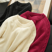 26支双股 女士圆领麻花袖 毛衣 出清无补 冬款