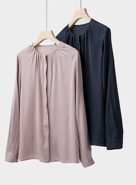 87142 好货 无补 19姆米双乔真丝衬衫 女士长袖衬衣