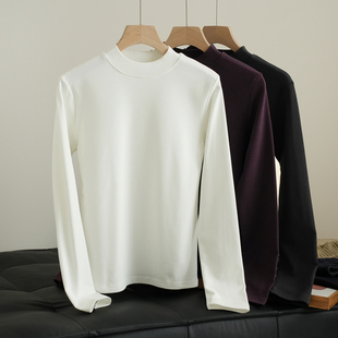 女士优可丝磨毛长袖 女装 T恤 秋冬款 内搭半高领打底衫 260g薄绒