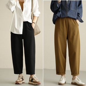 特 女士高腰宽松哈伦裤 直筒九分裤 显瘦裤子休闲卫裤春秋款女装