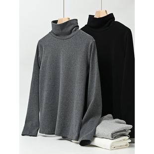 A类 女装 长绒棉 打底纯色纯棉上衣 女士磨毛高领长袖 22254