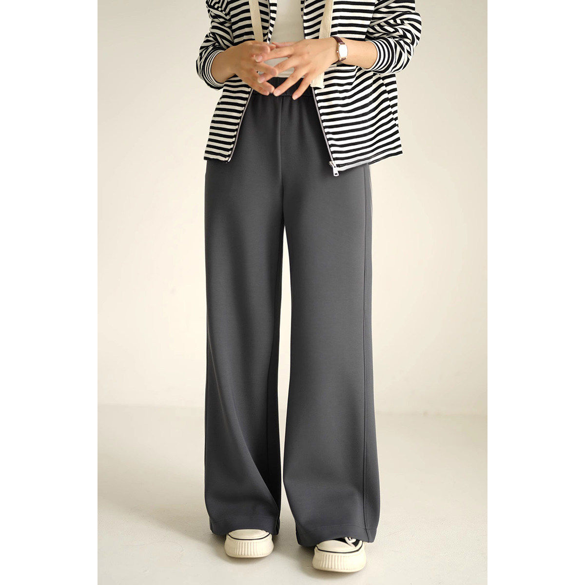 特 长腿拖地裤 女士空气层纯色直筒裤 百搭休闲阔腿长裤 秋款 - 山东网店特价店出品