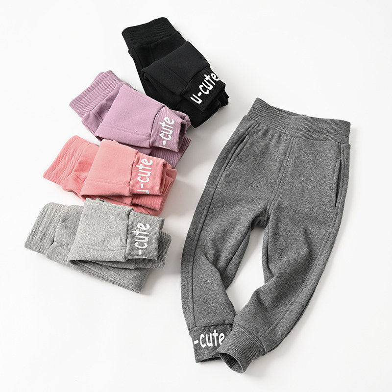 儿童纯棉运动裤卫裤男童女童收口长裤校裤学生裤 中大童 春秋款