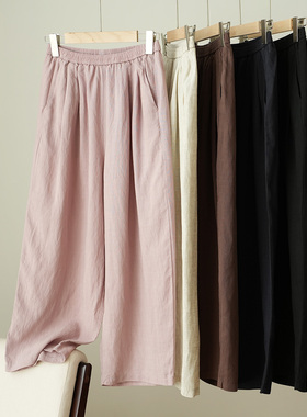87111 莱赛尔 亚麻 女士薄款气球裤 通勤阔腿九分裤 夏款