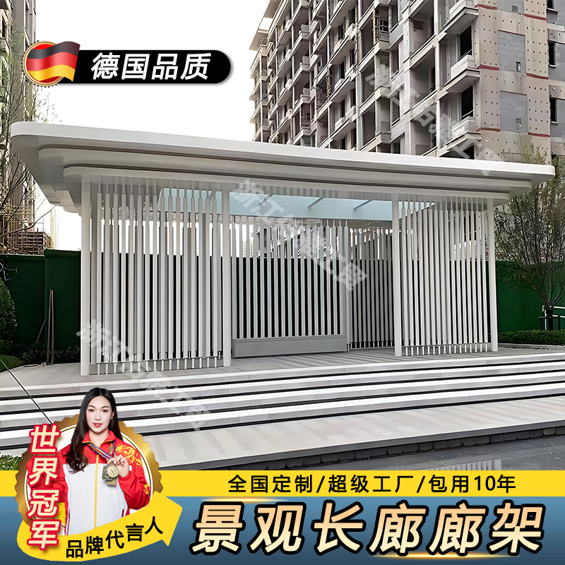 大型户外不锈钢景观休闲廊架异形定制镀锌板铁艺凉亭金属铁艺长廊