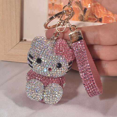 潮牛卡通镶钻水钻钥匙扣