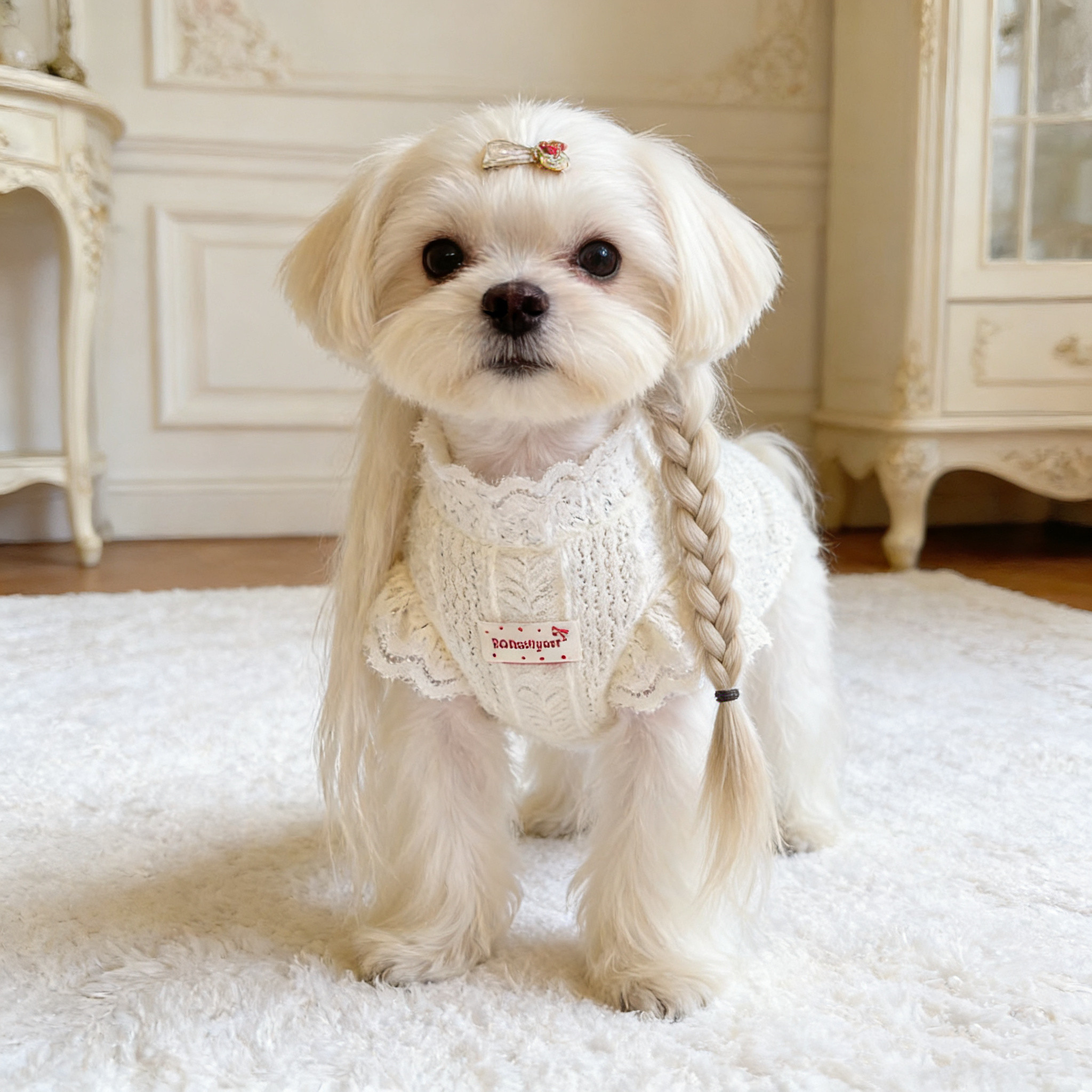 26春季ins风法式蕾丝宠物衣服打底衫猫咪狗狗甜美公主衣服家居服