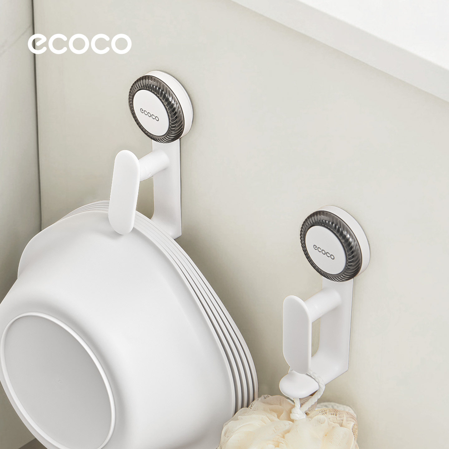 ecoco吸盘脸盆收纳架免打孔壁挂式洗脸盘整理架子卫生间挂盆神器