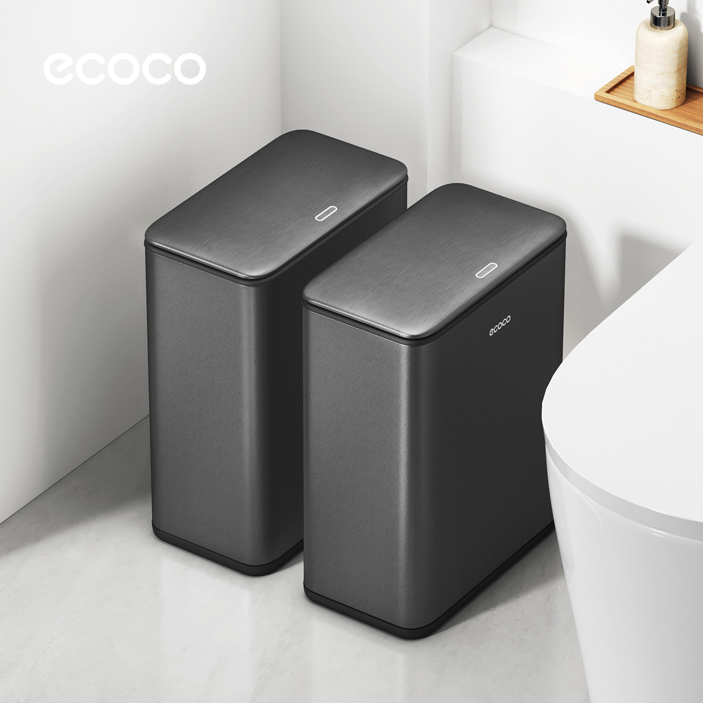ecoco卫生间垃圾桶窄缝按压厕所专用桶高档家用极窄带盖高颜值图片