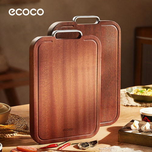 ecoco乌檀木菜板实木防霉抗菌家用粘板双面切菜案板厨房专用砧板