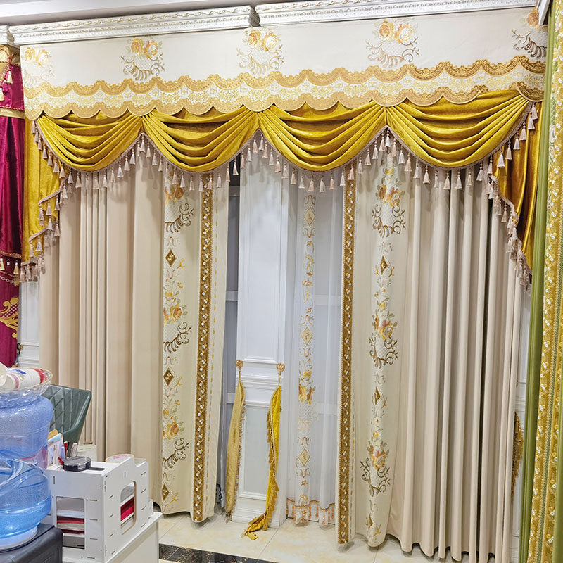 2026年欧式新款轻奢大气别墅客厅卧室高档绣花窗帘布窗纱成品