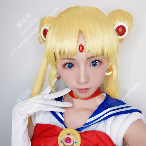 美少女战士高温丝月野兔贵族金130cm女长直发cos发包cosplay假发