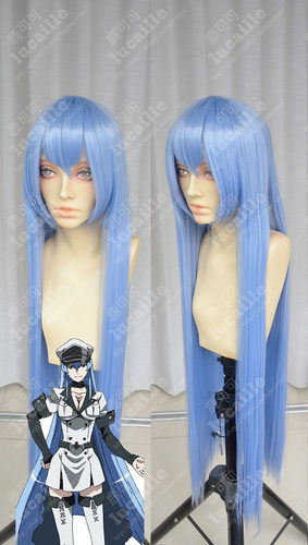 鹿可可斩赤红之瞳Esdeath艾斯德斯冰蓝修剪刘海cos假发女cosplay