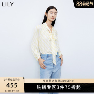 女装 衬衫 含真丝飘带垂坠感雪纺衫 LILY2023秋新款 别致绝美小衫 上衣