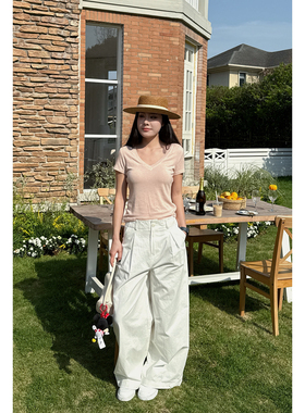 cleanfit长穿主义 春夏bi备白色休闲裤阔腿裤韩系百搭垂感裤子