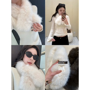 磁吸扣毛领围脖外搭氛围感环保毛仿皮草冬季保暖毛毛围巾女