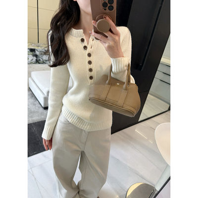 雅痞正肩亨利纽扣针织厚度很好