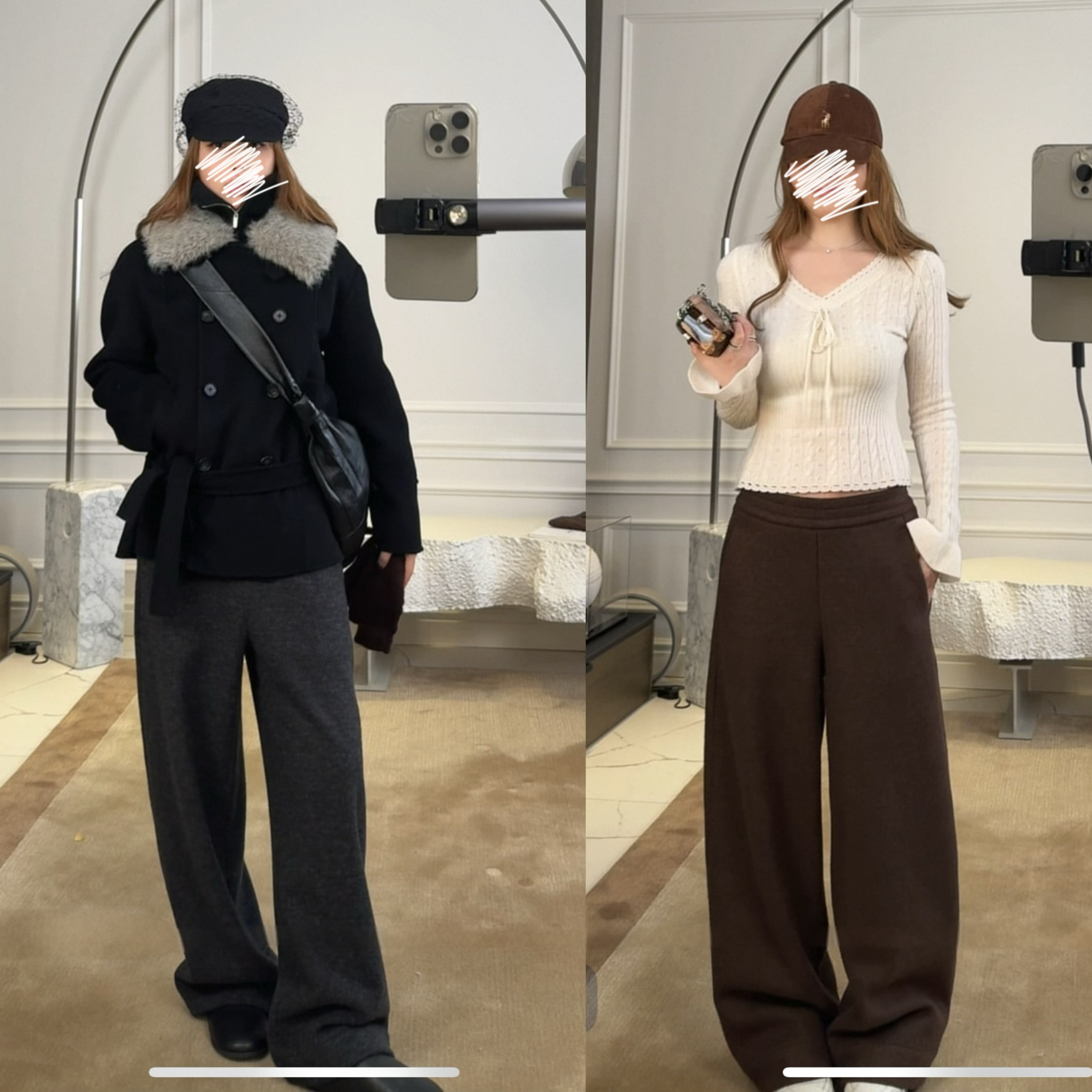 仿毛呢加厚显瘦宽松直筒长裤