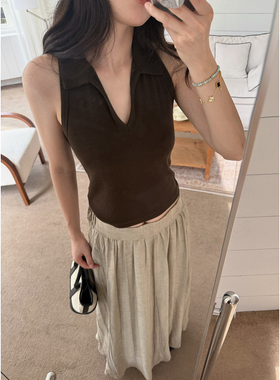 双版本百搭显瘦软糯背心无袖上衣女夏外穿辣妹穿搭2025新款polo衫