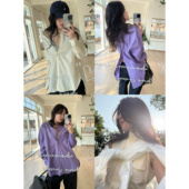 上衣女松弛亚麻衬衫 人鱼 老钱亚麻长袖 衬衫 2025新款 后背开扣经典