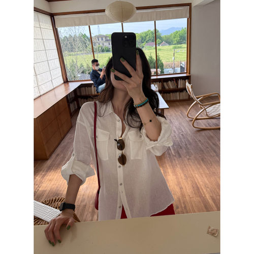 100亚麻松弛clenfit衬衫