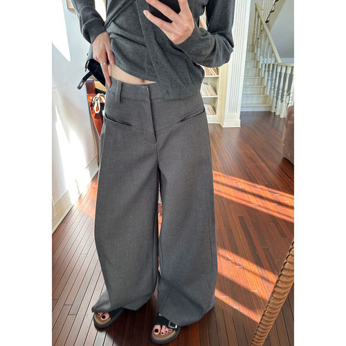 叠褶腰贴西裤通勤叠褶腰贴西裤