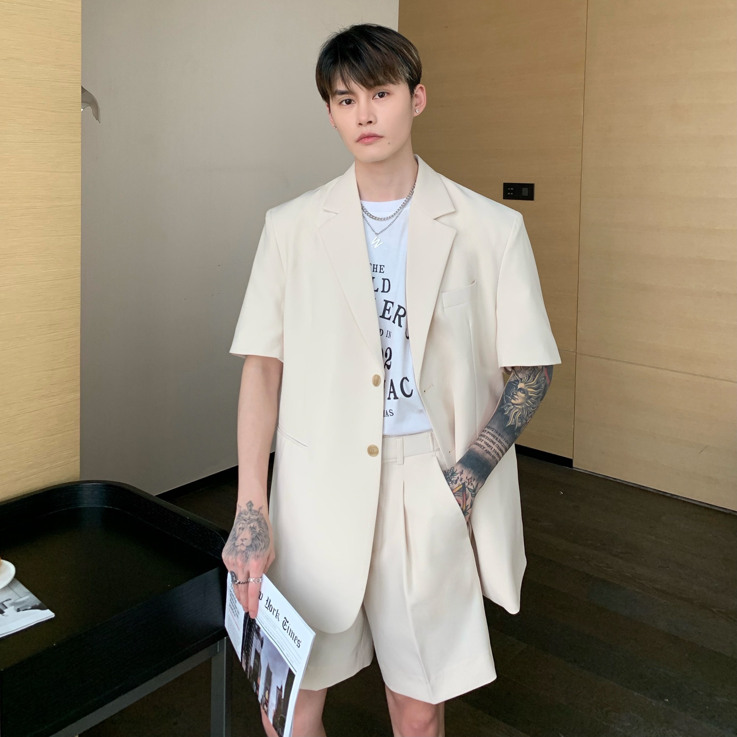 CUIBUJU BIG-NAME STYLE CASUAL SUIT SUIT MENS KOREAN VERSION DESIGN SENSE STRAIGHT SUIT PANTS MENS INSTIDE TREND