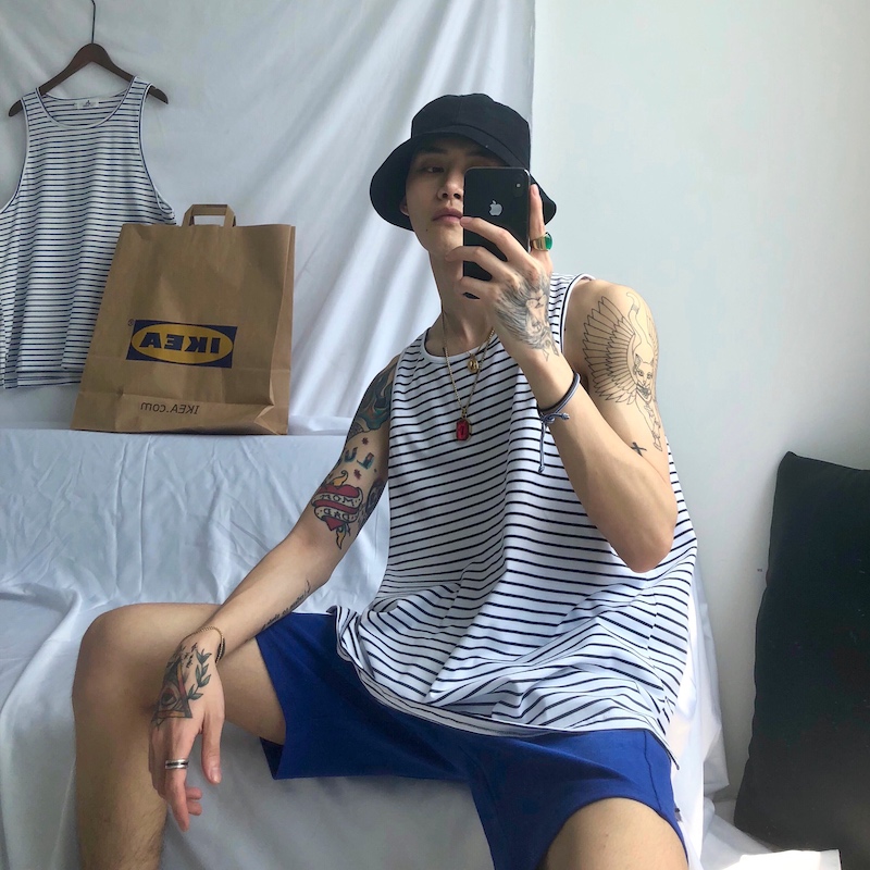 cuibuju/18ss Ïļ¾°Ù´îÌõÎÆ±³ÐÄ º«°æ¼òÔ¼¿íËÉÎÞÐäTÐôÄк¹ÉÀ³±Á÷