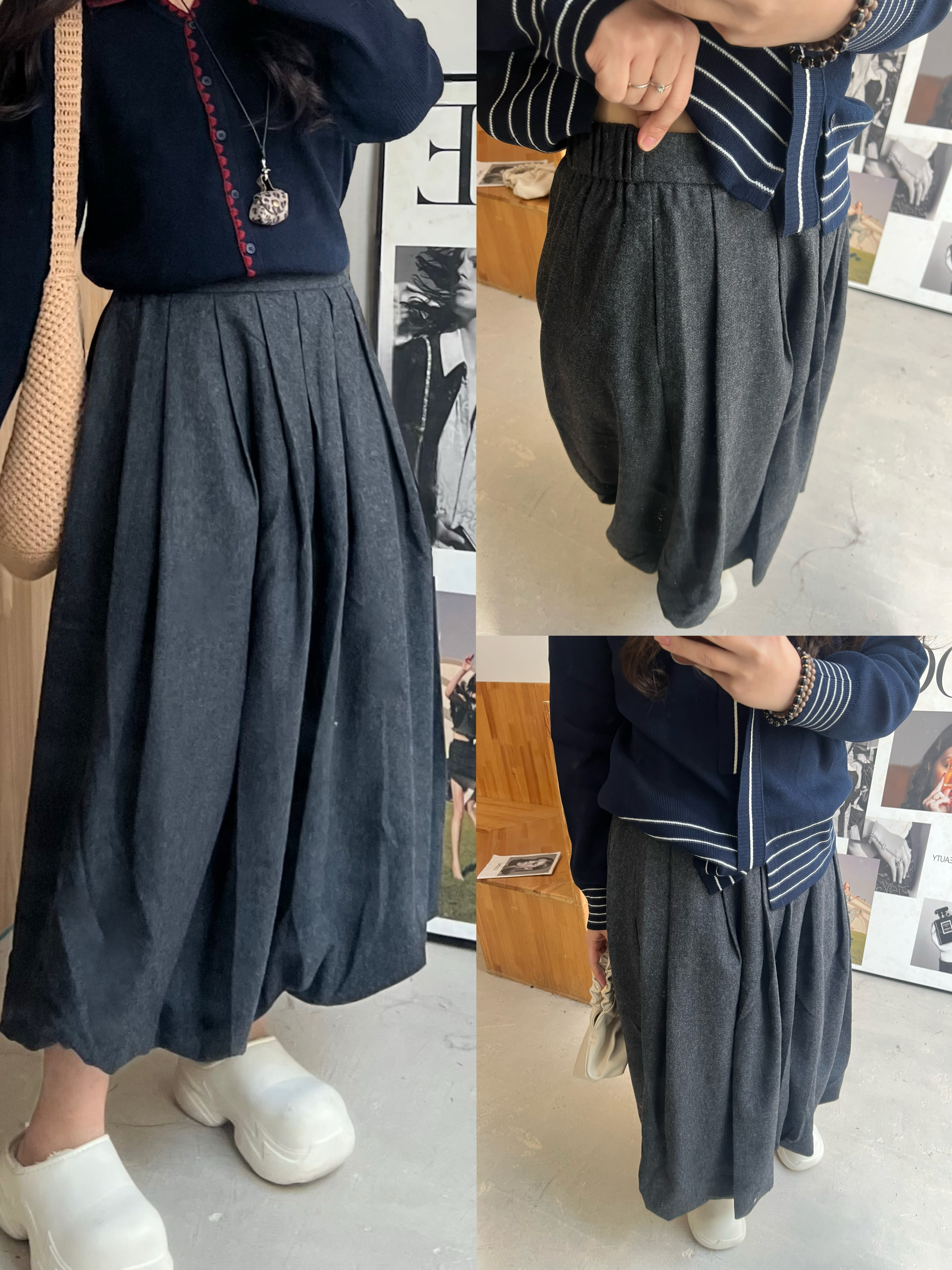 肉卷家微胖大码女装高货!品质含高羊毛呢胖mm垂感好灯笼半身裙子