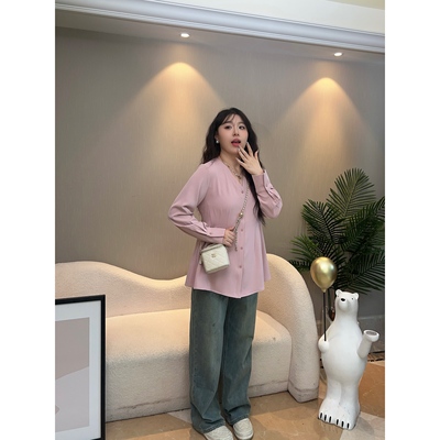 肉卷家收腰优雅长袖衬衫