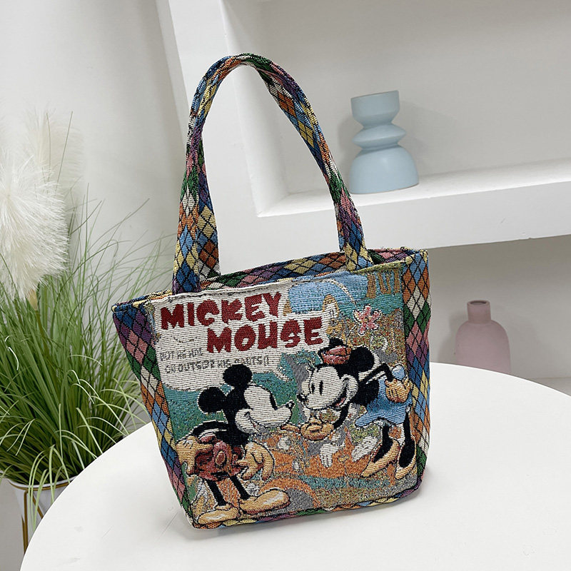 日韩新款刺绣女包时尚个性潮包手提包手机包饭盒包晨练买菜购物袋