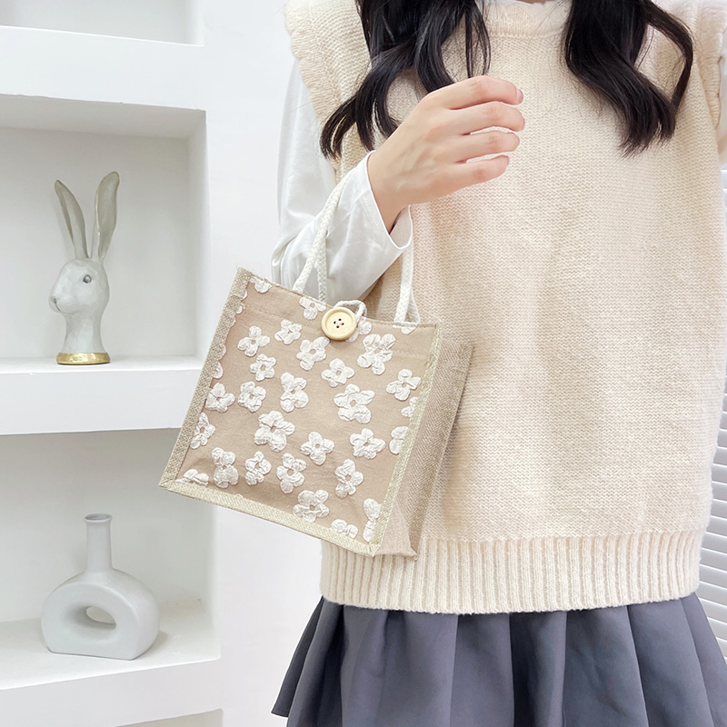 手提袋亚麻便当包小清新韩版