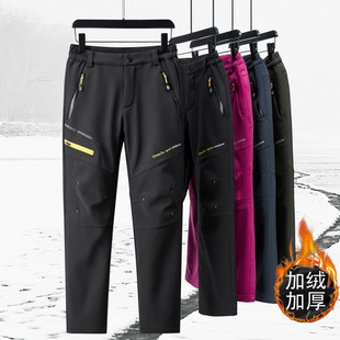 东北户外冲锋裤男女冬季加绒加厚抓绒软壳裤防风防水登山滑雪裤子