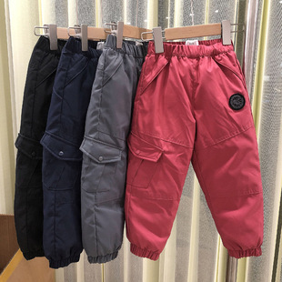 东北哈尔滨儿童羽绒裤加厚男女童大鹅防寒保暖工装裤抗寒零下30度