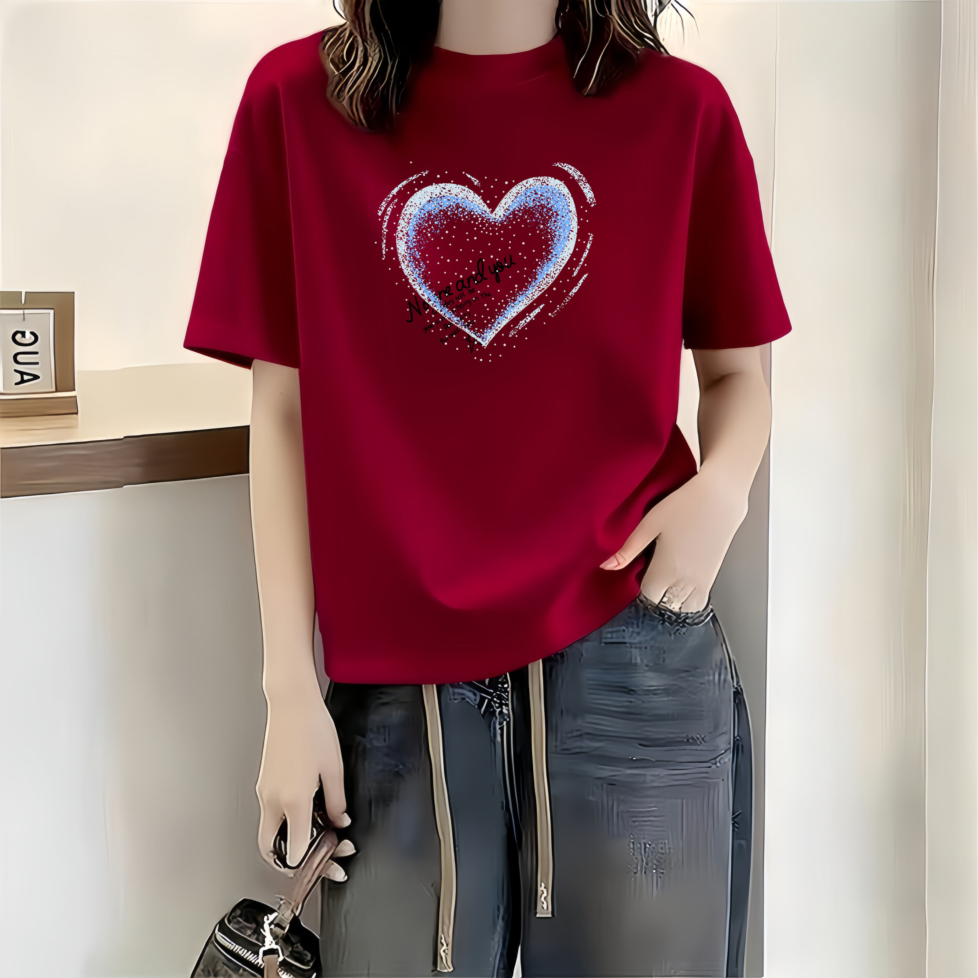 无锡高端2026夏季新款纯棉短袖t恤女设计感爆款时尚印花宽松上衣图片