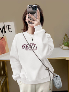 清仓捡漏品牌折扣春秋新款 白色卫衣女士圆领宽松纯棉上衣百搭女潮