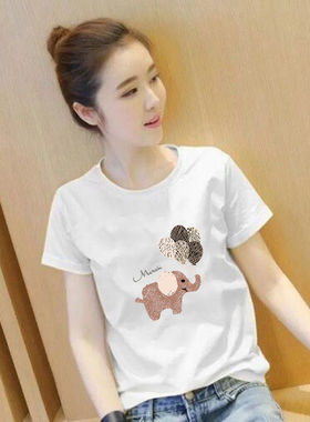 品牌折扣专柜撤柜正肩高质量洋气纯棉短袖t恤女装百搭显瘦上衣潮