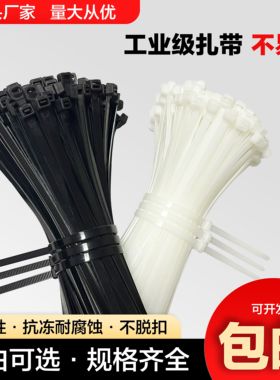 自锁式尼龙扎带 3*80-8*500扎线带塑料固定电线捆扎线束带黑/白色