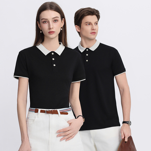 衣服 翻领T恤定制logo工作服男女厂服夏季 短袖 polo衫 餐饮团体工装