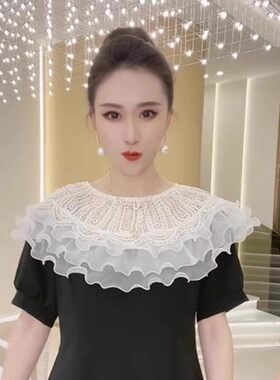 超仙蕾丝斗篷女网纱坎肩