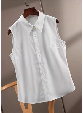 新款无袖衬衫女韩版职业装雪纺衫百搭白衬衣背心打底衫OL职业衬衫