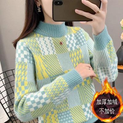 加绒加厚洋气毛衣女宽松2