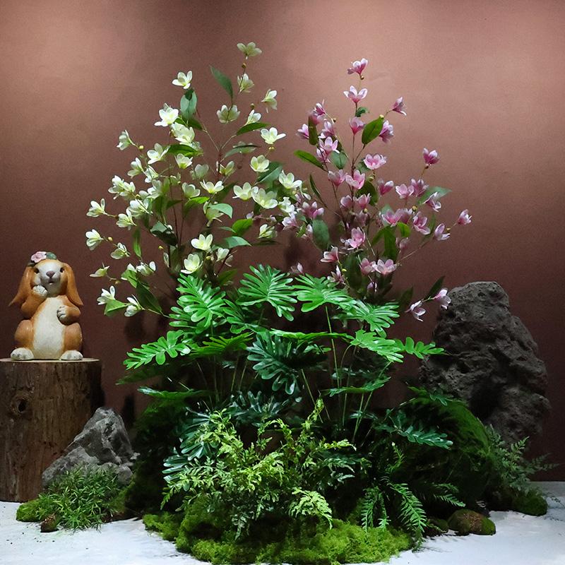 仿真玉兰树盆栽白色花粉花假树室内软装绿植餐厅服装店铺橱窗造景