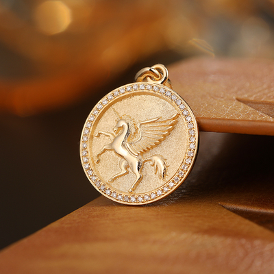 独角兽18K黄金吊坠创意女款项链