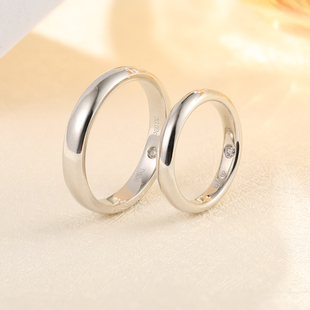 内镶钻创意结婚戒指PT950铂金小碎钻石男女情侣18K玫瑰金白金对戒