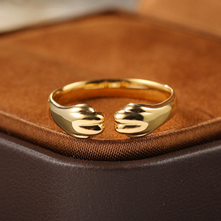 猫爪黄金戒指纯足金18K玫瑰金铂金招财猫咪小众设计时尚个性女戒