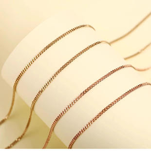 18K黄金玫瑰金侧身链女细链可单戴加吊坠ins风轻奢锁骨项链